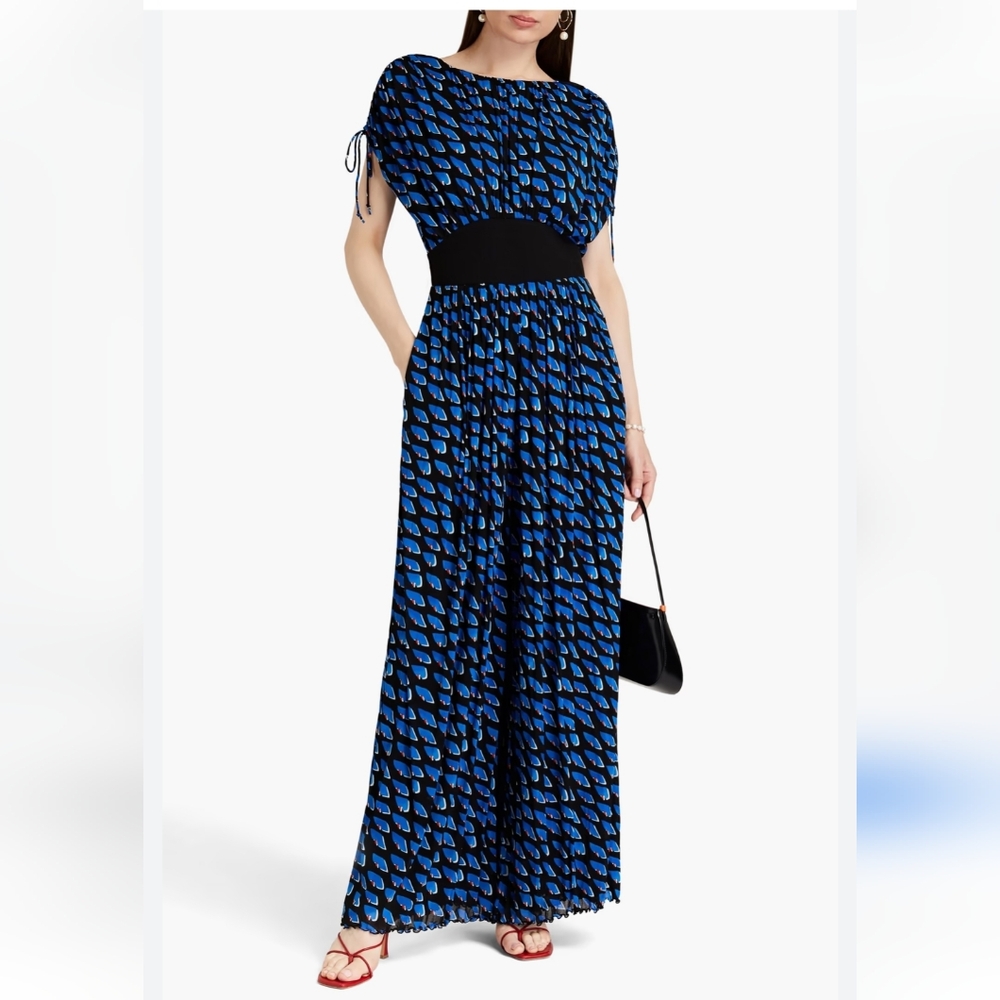 Diane Von Furstenberg Andra Jumpsuit in Betta Scales Size XL